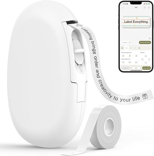 SUPVAN Label Makers E10 Mini Bluetooth Label Printer Wireless Labeler Label Maker Machine Multiple Templates Available Labelmaker for Office Organization Home Kitchen Storage White