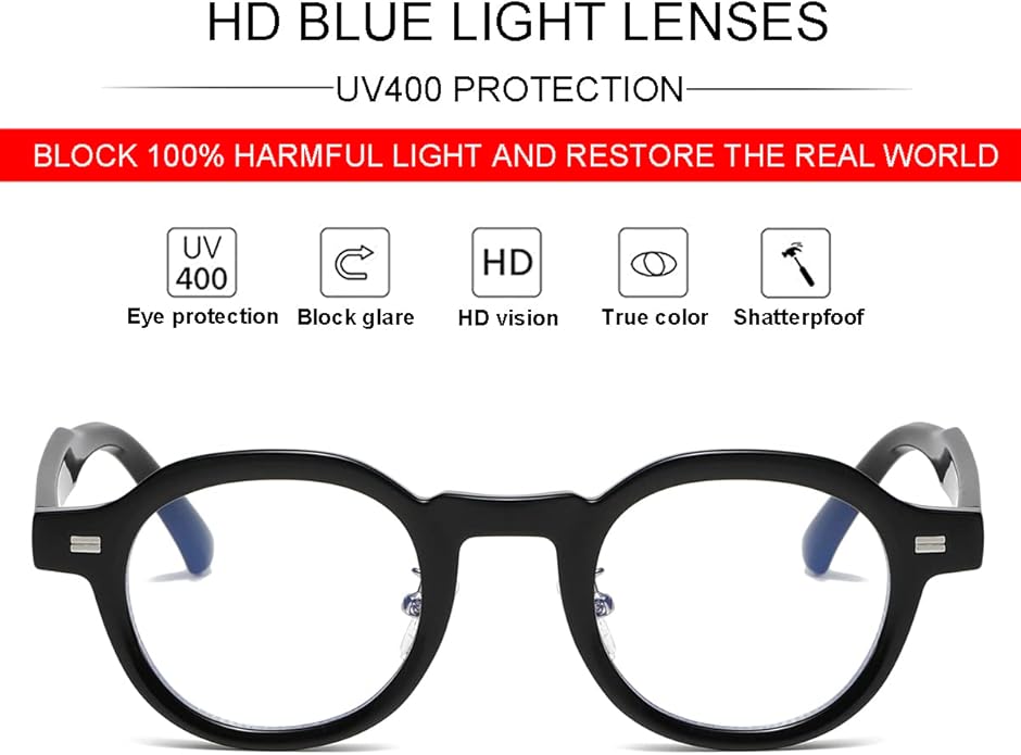 JOVAKIT Trendy Round Blue Light Blocking Glasses for Women Men Retro Vintage Circle Style Non-prescription Computer Glasses