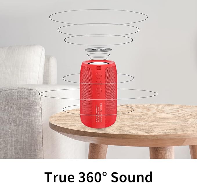 Musibaby Bluetooth Speaker, Wireless,Outdoor, Waterproof,Portable Speaker,Dual Pairing, Bluetooth 5.0,Loud Stereo,Booming Bass,24H Playtime for Home&Party,Gifts(Pure Red)