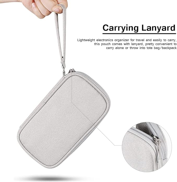 Electronics Organizer Bag Pouch Cable Charger Case Travel Shockproof Cord Carrying Case for Earphone Powerbank USB Hard Drive SD Card (Navy)