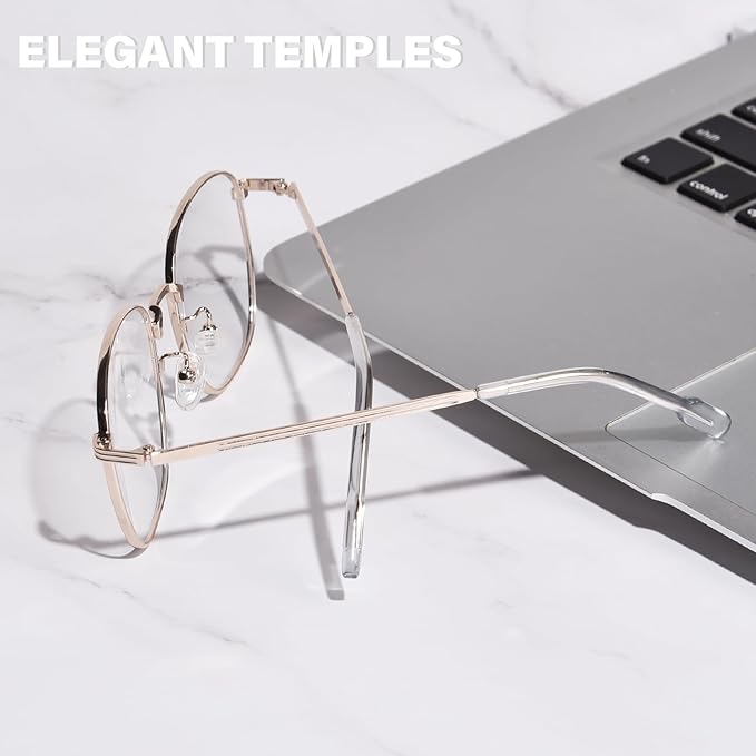 OPTOFENDY Metal Blue Light Blocking Glasses for Women Men, Fashion Square Computer Eyeglasses