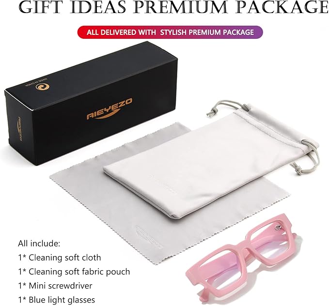 AIEYEZO Square Thick Frame Glasses for Women Men Fashion Blue Light Glasses Trendy Chic Computer Eyeglasses