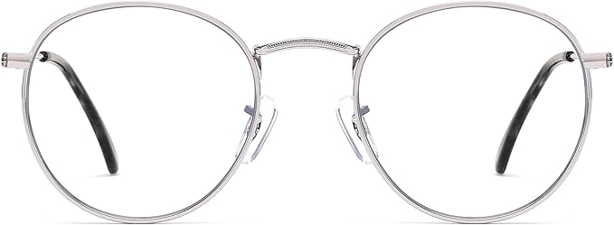 Round Blue Light Blocking Glasses for Men Women, Circle Metal Wire Rimmed Frame Glasses Anti Glare & UV RF5002
