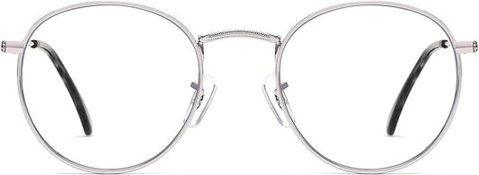 Round Blue Light Blocking Glasses for Men Women, Circle Metal Wire Rimmed Frame Glasses Anti Glare & UV RF5002