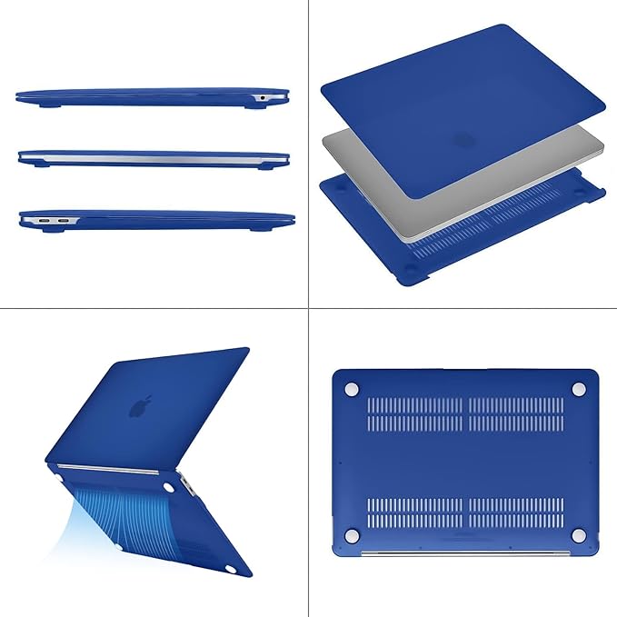 MOSISO Compatible with MacBook Air 13 inch Case M1 Chip 2021-2018 Release A2337 A2179 A1932, Plastic Hard Shell&Keyboard Cover&Screen Film&Storage Bag for MacBook Air 13.3 inch Case, Royal Blue