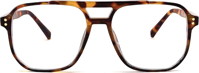 FEISEDY Blue Light Blocking Glasses Fake Nerd Clear Square Computer Lightweight Pilot Glasses Frame Oversized B2866