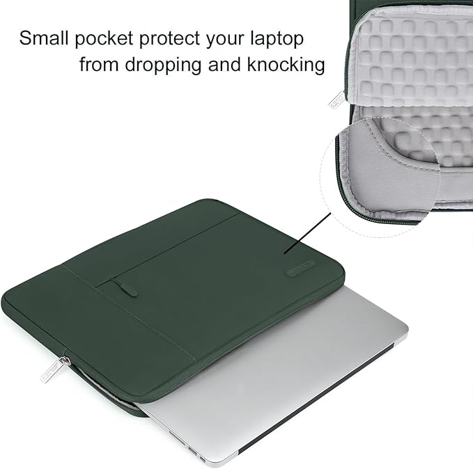MOSISO Laptop Case 15 inch, 15 inch Laptop Sleeve with Handle Compatible with MacBook Air 15 M4 A3241 M3 A3114 M2 A2941 2025 2024 2023, Dell XPS, Polyester Multifunctional Computer Bag, Midnight Green