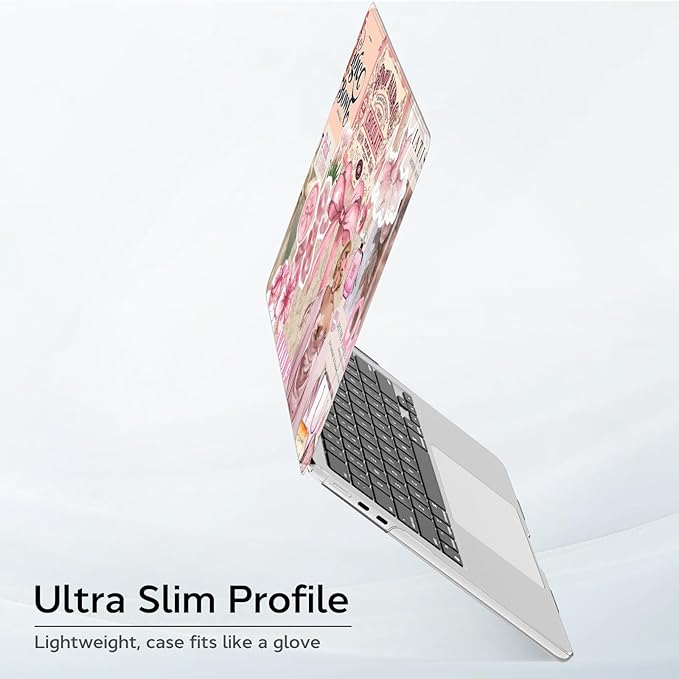 B BELK Compatible with MacBook Air 13 inch Case M5 2026-2022 M4 M3 M2 A3449 A3240 A3113 A2681, Plastic Hard Shell+Keyboard Cover+Screen Protector for MacBook Air 13.6 inch Case, Vintage Pink Collage