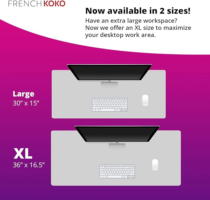 French KOKO Large Mouse Pad, Desk Mat, Keyboard Pad, Desktop Home Office Decor School Essentials College Cute Extended Laptop Protector Accessories Pretty Mousepad Women Girls Big Marble Purple