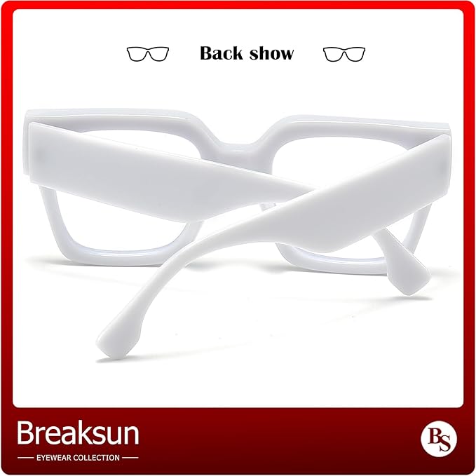 Breaksun Fashion Oversized Blue Light Blocking Glasses for Women Men Trendy Big Square Frame Computer Eyeglasses