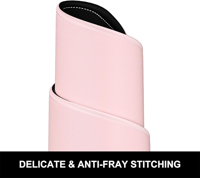 Hsurbtra Desk Pad, 32" x 16" Premium-Textured Desk Mat, Stitched Edge Anti-Slip Waterproof Rubber Mouse Pad, L Extended Computer Mat for Office Gaming Laptop Keyboard Pink