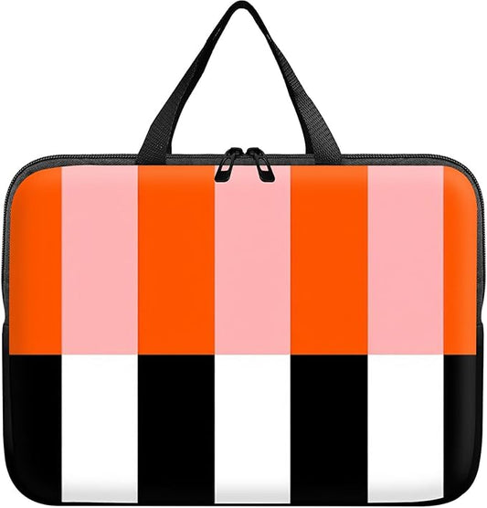 Universal Laptop Sleeve Tablet Case 12 inch, Orange Black White Stripes Slim Carrying Case Handbag Travel Laptop Bag for Surface Pro 9 8 7/Laptop Go 2 3, MacBook Air 11/12