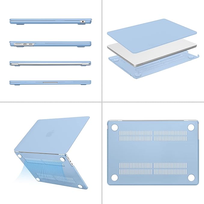 MOSISO Compatible with MacBook Air 13 inch Case M5 2026 M4 2025 M3 M2 2024-2022 A3449 A3240 A3113 A2681,Hard Shell&Keyboard Cover&Screen Film&Pouch for MacBook Air 13.6 inch Case, Air Blue
