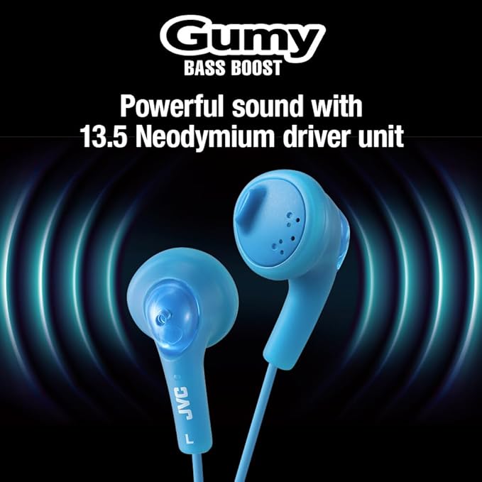 JVC Basic Gumy Earbuds Blue, Model Number: HA-F160-A, 3