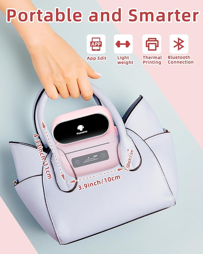 Phomemo M220 Bluetooth Label Maker - Portable Thermal Printer for Small Business Office Home - 700+ Templates 6000+ Icons - Compatible Phone, PC