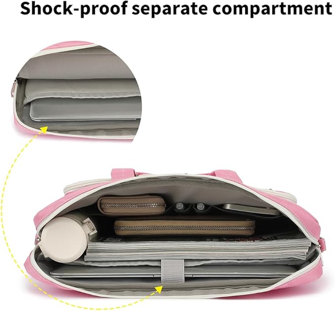 15-15.6 inch Laptop Shoulder Bag, for MacBook Pro 16, Hp Lenovo Dell 14 inch Waterproof Messenger Bag Case Sleeve (pink)