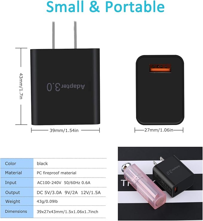 Fast Charge 3.0 USB Wall Charger [4-Pack] 5V 3A Fast Charging Block 18W QC Power Adapter for Wireless Charger Stand, Compatible with iPhone 16 15 14 Pro Max Galaxy S24 S23 Ultra 22 21 20 A03s