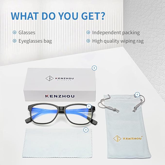K KENZHOU Blue Light Glasses for Woman Men Bluelight Blocking Glasses for Computer Gaming Phones,Anti Eye Strain & UV Glare