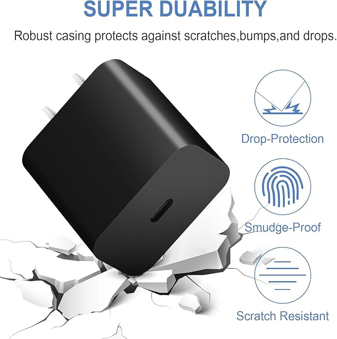 USB C Charger Block iPhone Charger Block Type C Charger 2-Pack for iPhone 16/16 Plus/16 Pro/16 Pro Max/iPhone 15/15 Plus/15 Pro/15 Pro Max/iPhone 14/14 Pro Max/13/13 Mini/12 Pro Max/Samsung(Black)