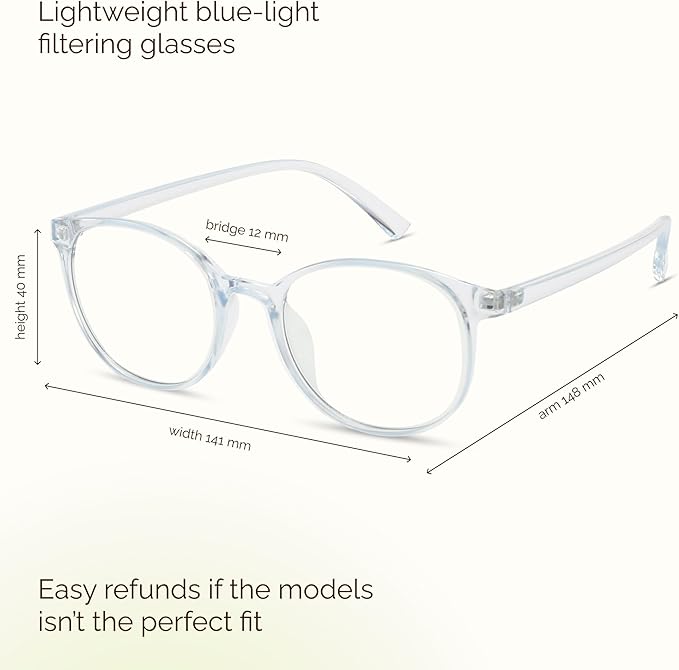 miyya Blue Light Blocking Glasses Women, Fashion Round Transparent Anti Blue Light Glasses with Anti Eyestrain & UV Glare