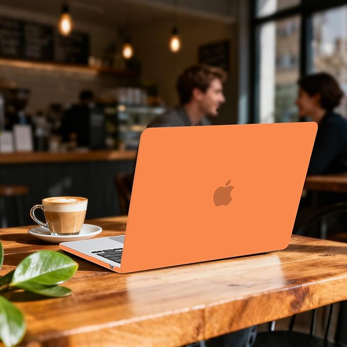 B BELK Compatible with MacBook Air 13 inch Case M5 2026 2025 2024-2022 M4 M3 M2 A3449 A3240 A3113 A2681, Plastic Hard Shell Case+Keyboard Cover+Screen Protector for MacBook Air 13.6 inch Case, Orange