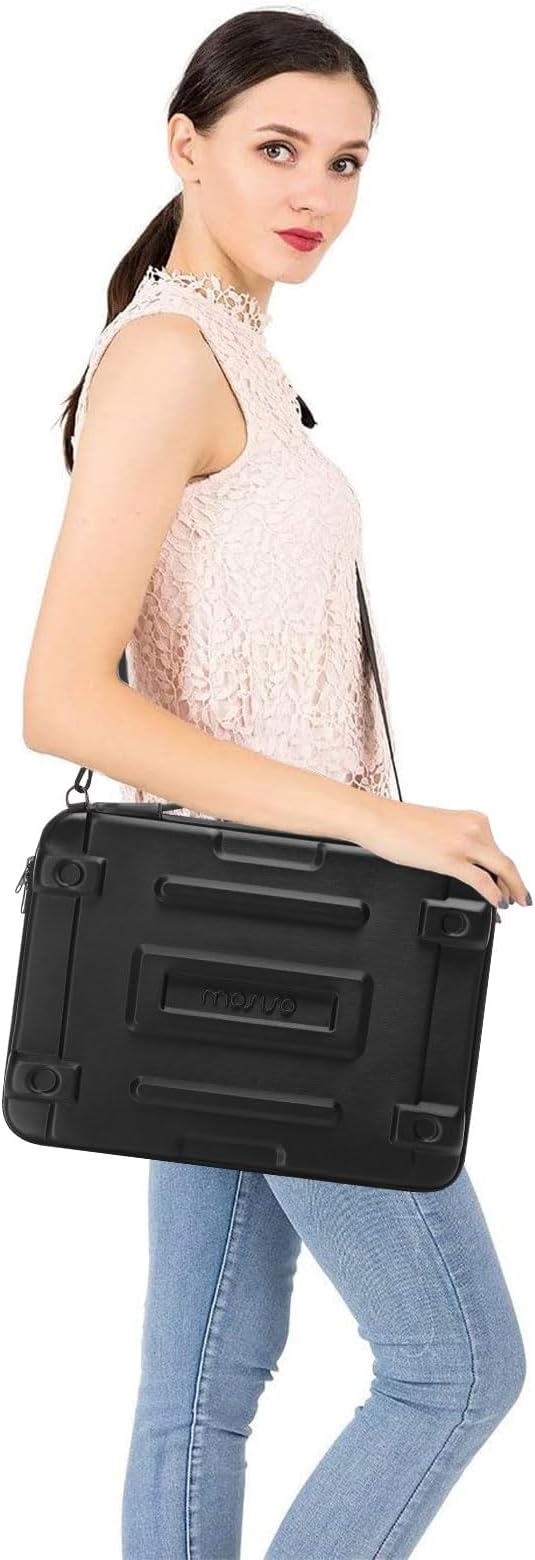 MOSISO Hard Shell Laptop Case Sleeve, 15.6 inch Computer Bag Compatible with MacBook, HP, Dell, Lenovo, Asus, Notebook, 16 inch Abstract Geometric Waterproof Carrying Case Bag with Strap, Black