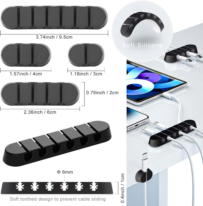 ZIIYAN 163 PCS Cable Management Kit, 3 Wire Organizer Sleeve, 8 Self Adhesive Cable Holder, 25 Cord Clips, 20+2 Roll Reusable Cable Straps and 100 Fastening Cable Ties for Computer TV Under Desk - Image 2