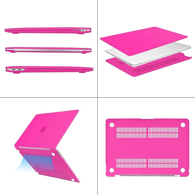 MOSISO Compatible with MacBook Air 13 inch Case M1 Chip 2021-2018 Release A2337 A2179 A1932, Plastic Hard Shell&Keyboard Cover&Screen Film&Storage Bag for MacBook Air 13.3 inch Case, Bright Rose