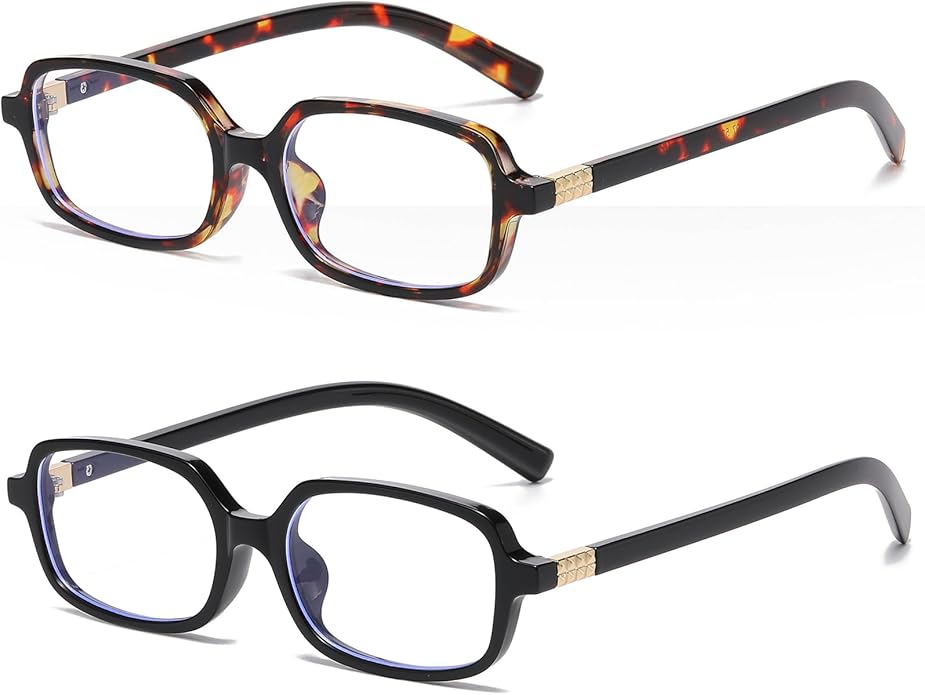 Breaksun Retro Rectangle Glasses for Women Men Small Square Blue Light Blocking Glasses Vintage Eyeglasses