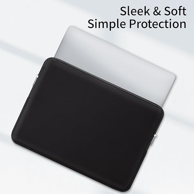 RAINYEAR 15 Inch Laptop Sleeve 15" Protective Soft Case Padded Zipper Cover Carrying Computer Bag Specially Compatible with 15.4" MacBook Pro/Air A3241 A2941 A3114 A1938 A1707 A1990 (Black)