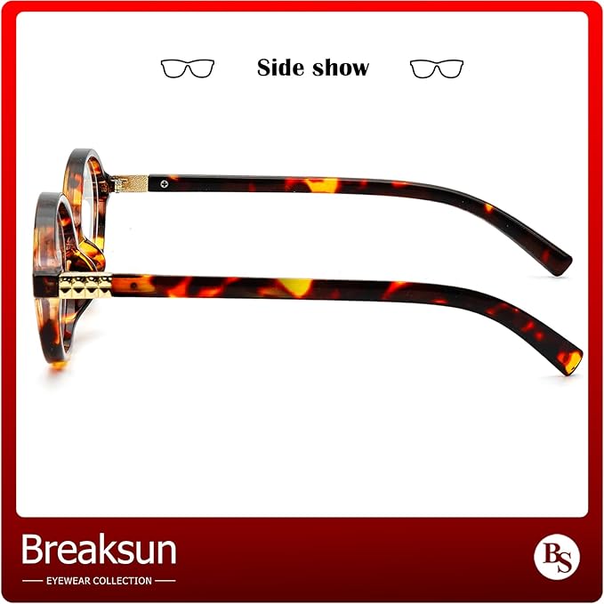 Breaksun Fashion Oval Glasses for Women Men Retro Round Tortoise Frame Blue Light Glasses Nerd Eyeglasses