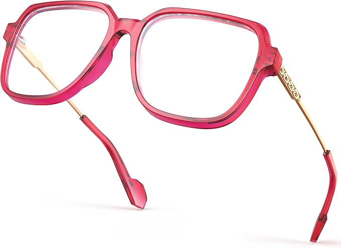 VISOONE Oversized Blue Light Blocking Glasses with Chic Square TR90 Frame and Metal Temple for Women Men REMY