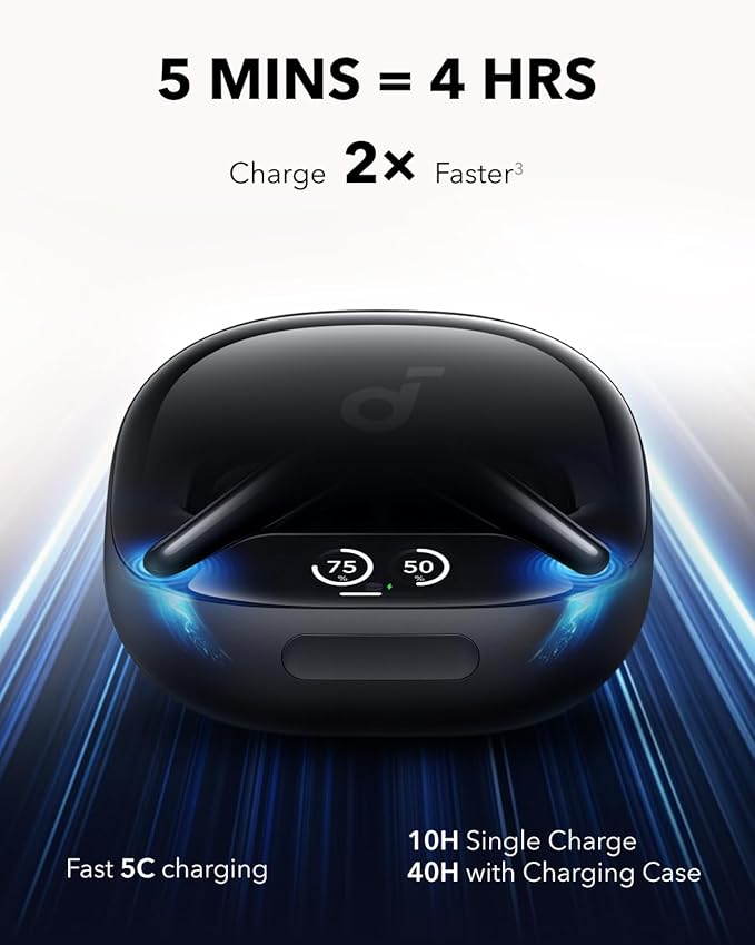 Soundcore Liberty 4 Pro by Anker, Noise Cancelling Wireless Earbuds, 7-Sensor and Real-Time Adaptive Noise Cancelling, 2× Faster Charging, Studio-Level Hi-Fi Music, Clear Calls with 6 Mics and AI