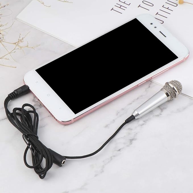 LOCOLO 4Pcs Mini Microphone Mini Karaoke Microphone for Voice Recording Portable Microphone Chatting and Singing Compatible with Smartphone iPhone iPad Laptop