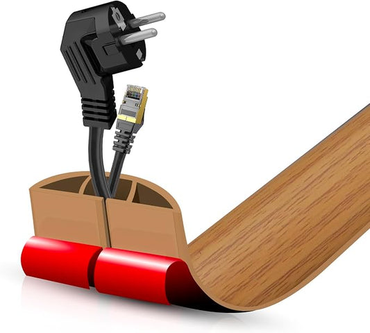 Floor Cord Cover Self Adhesive Cord Hider,3.3FT Cable Management, Extension Strip Protector for Wires, Prevent Cable Trips for Offices, Gyms, Exhibitions Cavity:0.47"(W) x 0.35"(H) Brown Wood by DBHXXMB-HH