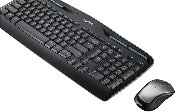Logitech MK335 Quiet Wireless Keyboard and Mouse Combo - Black/Silver Keyboard and Mouse Combo Wireless, Ambidextrous