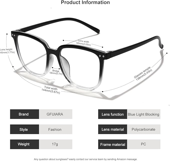 GFUIARA Blue Light Blocking Glasses for Women Men,Fashion Square Blue Blockers Glasses,Computer/TV/Phones/Gaming Glasses