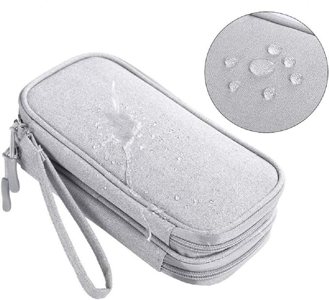 Yiasangly Electronic Organizer Bag, Waterproof Portable Travel Cable Storage Bag, Multifunctional Cord Storage Case for USB Drive, Dard Drive, Power Bank, Charger, Mouse, USB Cable, Headphones - Grey