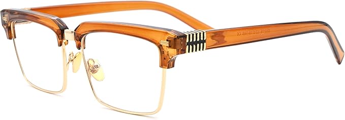 Semi Rimless Rectangle Blue Light Glasses Men Women Black Square Eyewear