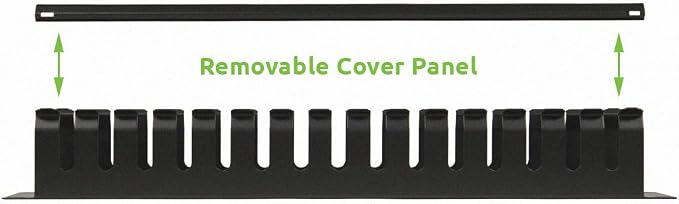NavePoint 2U Metal Rack Mount Horizontal Cable Manager Duct Raceway for 19 Inch Server Rack - Image 2