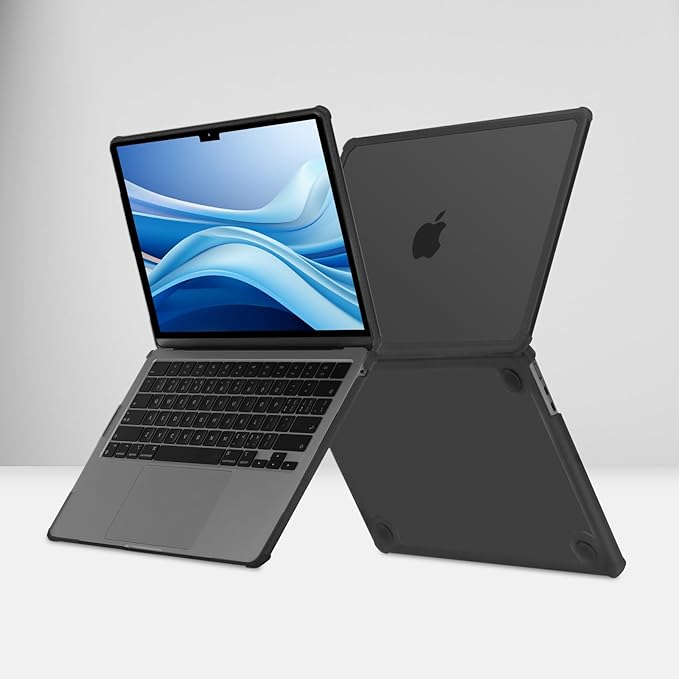 MOSISO Compatible with MacBook Air 13 inch Case M5 2026 M4 2025 M3 M2 2024-2022 A3449 A3240 A3113 A2681,3 in 1 Kit Crack-Resistant Heavy Duty Protective Plastic Hard Case with TPU Bumper, Black