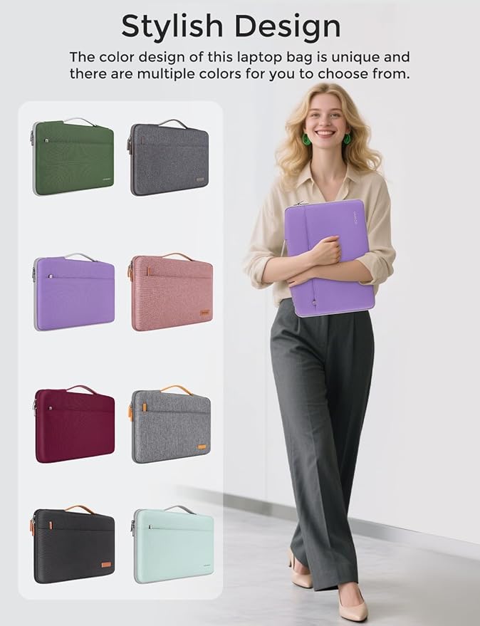 DOMISO 14 inch Laptop Case Sleeve Protective Cover Compatible with 15 inch MacBook Air M4 M3 M2,MacBook Pro,14-15 inch HP Dell ASUS Lenovo Chromebook,Waterproof Computer Cases Bag with Handle,Purple