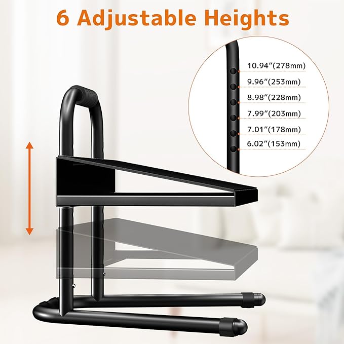Height Adjustable Standing Foot Rest with Soft Grip Handle,Under Desk Footrest for Standing and Sitting,All-Steel Construction,Black