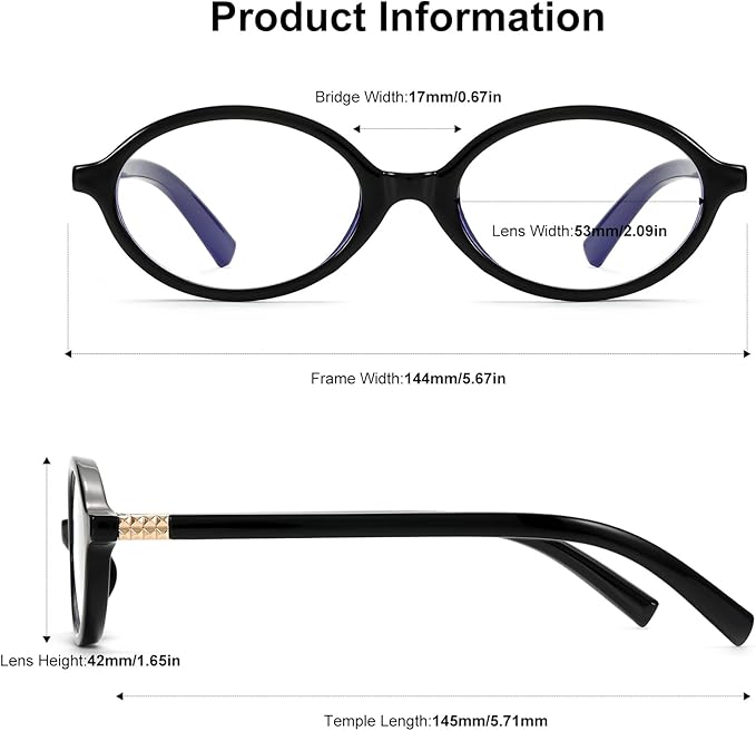 ViewJoy Retro Oval Blue Light Glasses for Women Fashion Computer Glasses Bluelight Blocking Eyewear Vintage Frame