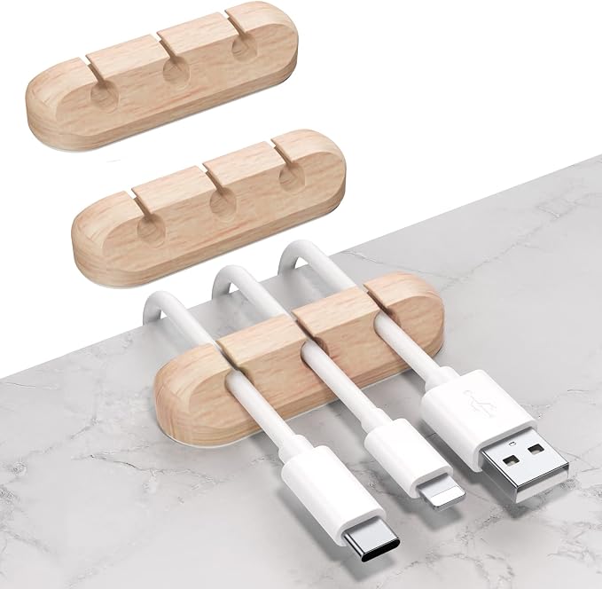 SOULWIT Cable Holder Clips, 3-Pack Cable Management Cord Organizer Clips Silicone Self Adhesive for Desktop USB Charging Cable Nightstand Power Cord Mouse Cable Wire PC Office Home by SOULWIT