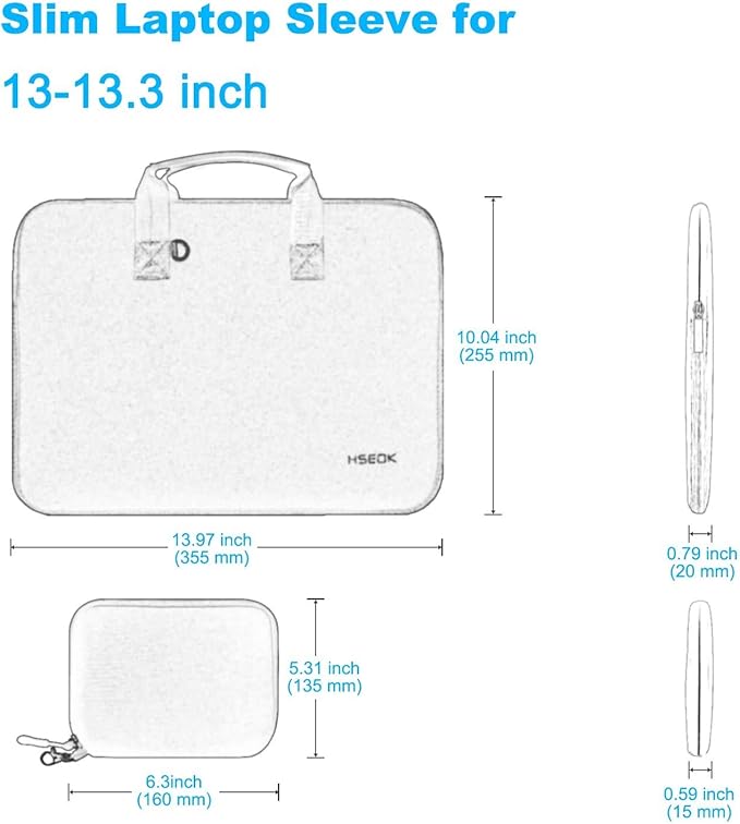Hseok Laptop Sleeve 13.3-14 inch Case with Small Pouch, Neoprene Computer Bag Compatible with MacBook Neo/Pro 14 M5/M4/M3/M2/M1, Mac Air/Pro 13.3, XPS 14 and Most 13-14 inch Notebooks,D02E01