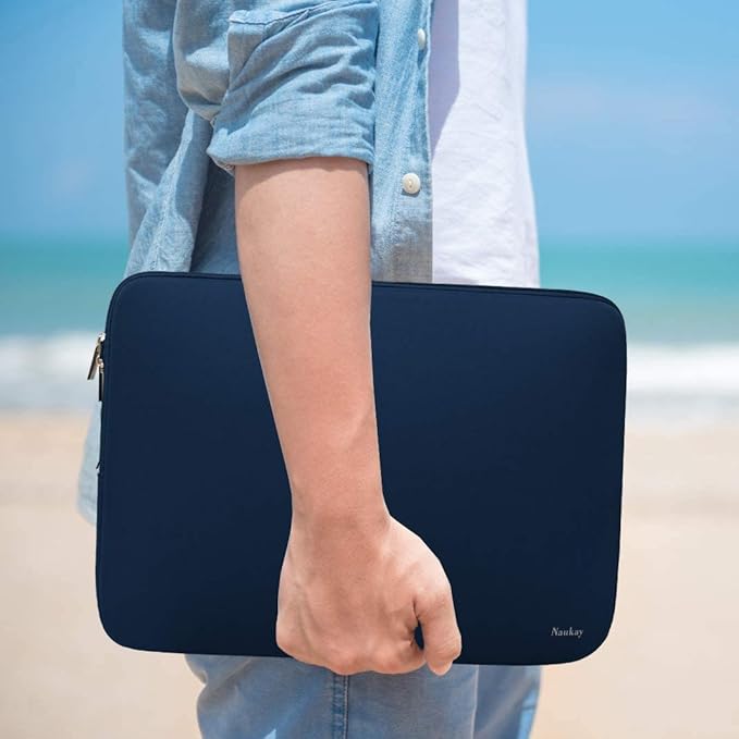 Laptop Bag Sleeve, Resistant Neoprene Laptop Sleeve/Notebook Computer Pocket Case/Tablet Briefcase Carrying Bag Compatible for 15 inch MacBook Pro, Ultrabook Notebook - (Dark Blue)