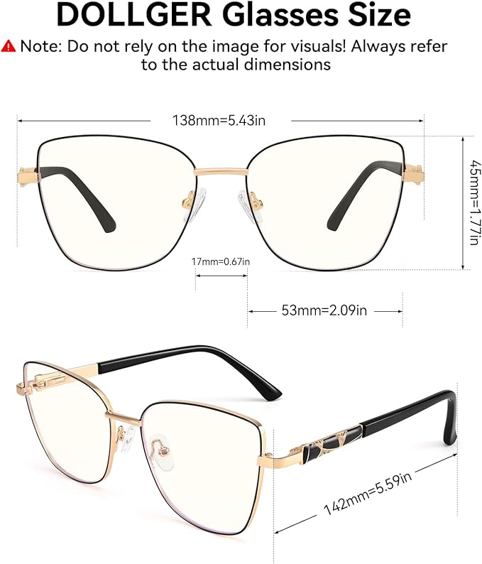 Dollger Blue Light Glasses For Woman Fashion Computer Gaming Eyeglasses Cat Eye Matal Bluelight Blocking Glasses