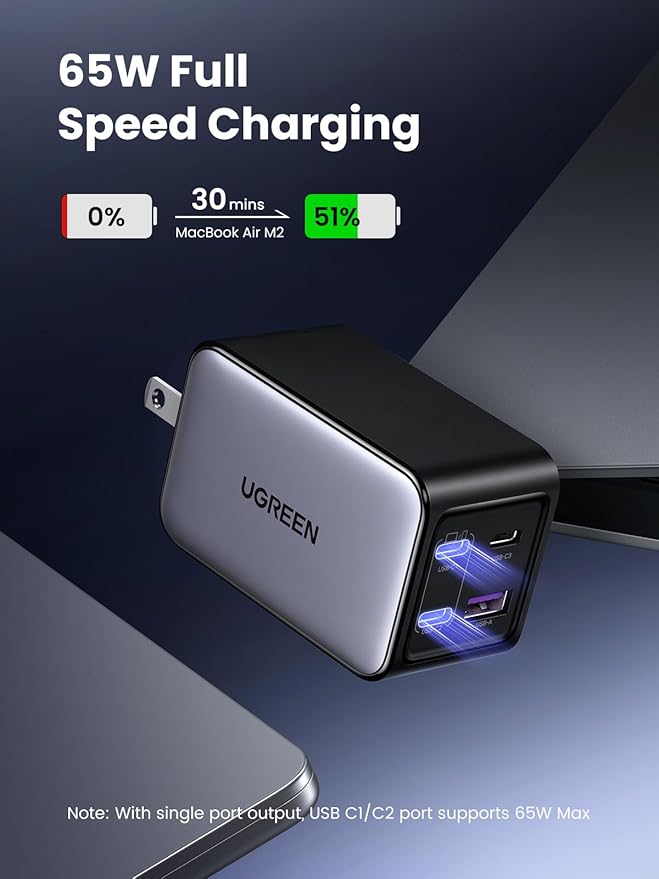 UGREEN Nexode Power Bank 20000mAh Bundle with 65W USB C Charger Block 4-Port Compatible with MacBook Pro/Air, iPhone 16/15/14, iPad Pro, Galaxy S24/S23, Pixel 8, Steam Deck