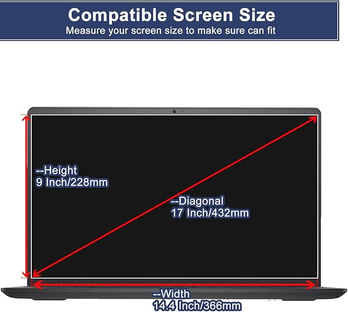 2-Pack 17 Inch Laptop Screen Protector for 17 Inch 16:10 Aspect Ratio Screen HP/Dell/Sony/Samsung/Lenovo/Acer/MSI/Razer Blade/LG Gram 17/LG PRO 17 Laptop, High Definition Anti-Scratch Clear Shield